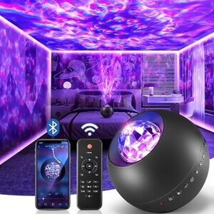 One Fire Galaxy Projector, Vibrant Light, White Noise & Bluetooth Room w Remote